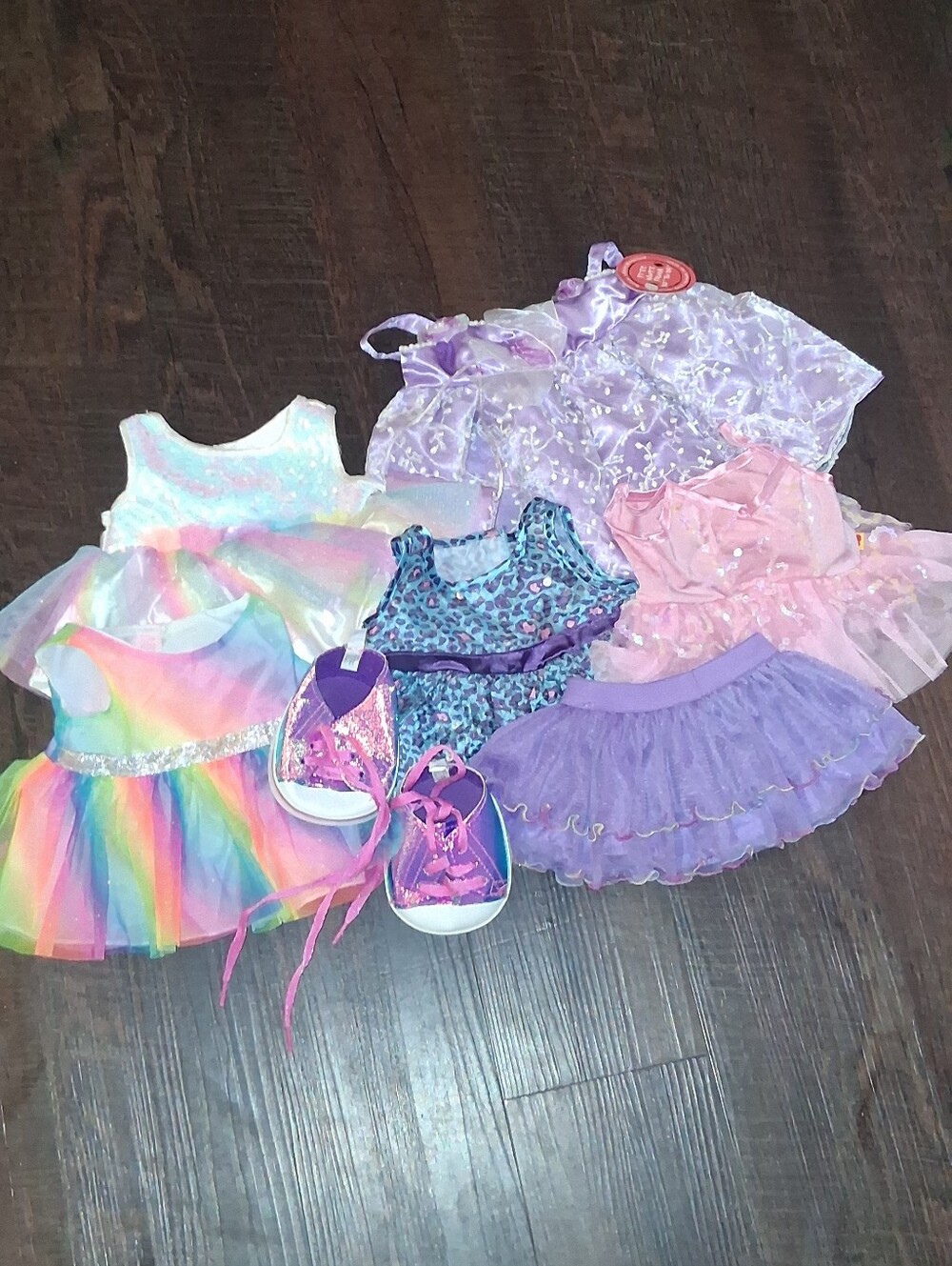 Build-A-Bear Purple & Pastel Rainbow Dress and Tutu Outfit Set